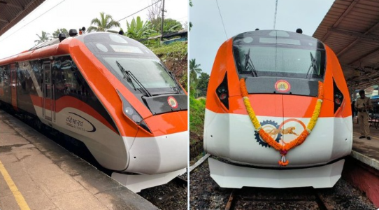 India's 1st SAFFRON-coloured Vande Bharat Express Flagged Off Along ...